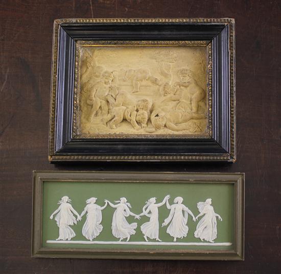 A Wedgwood sage green jasper plaque