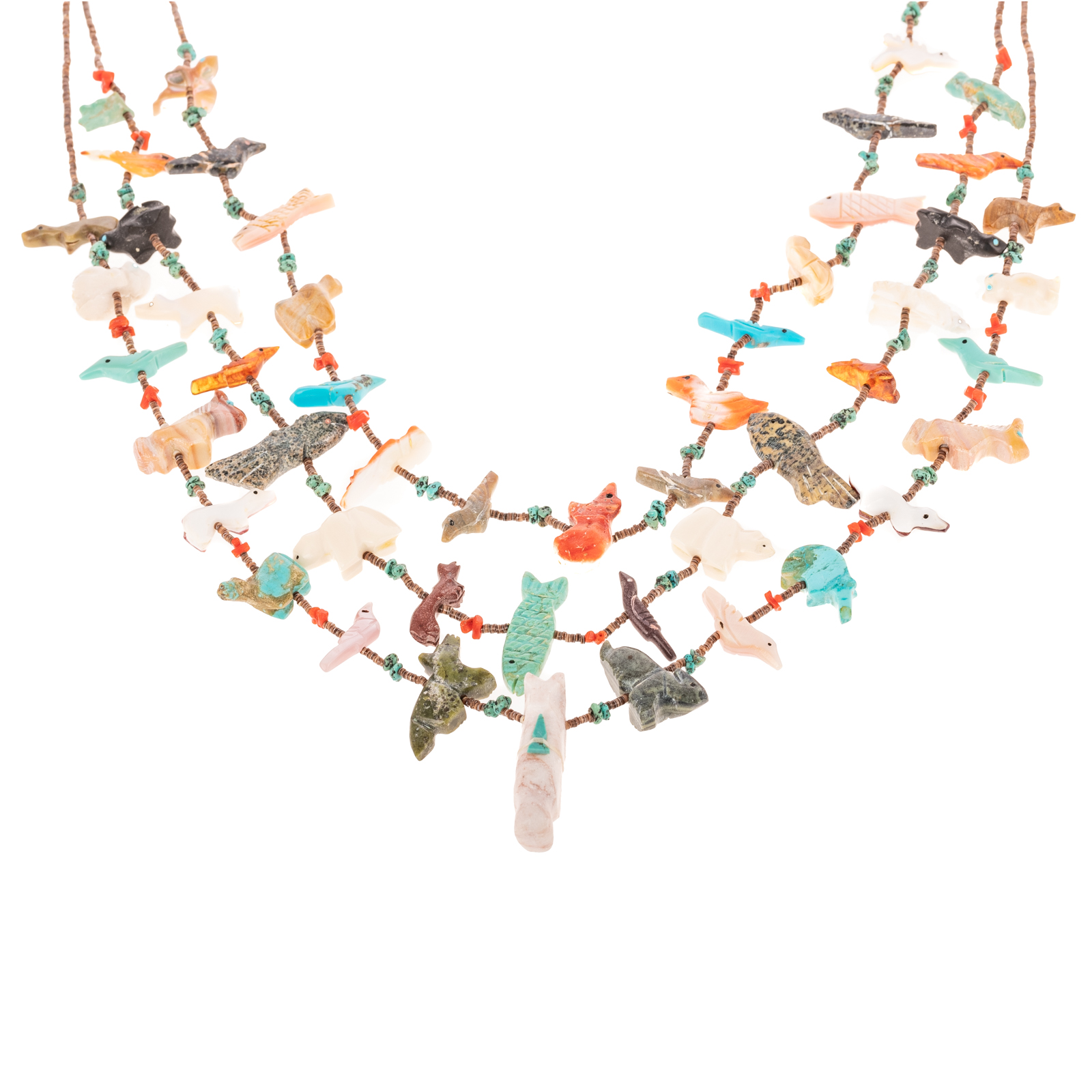 A WELL CARVED THREE STRAND ZUNI