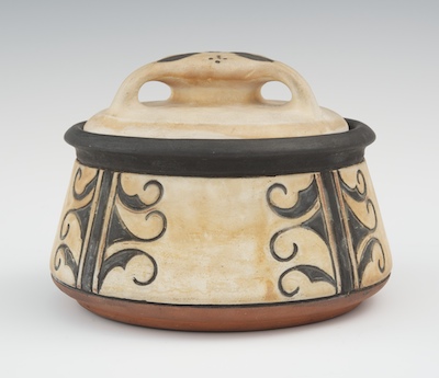 A Weller Pottery Indian Type Lidded