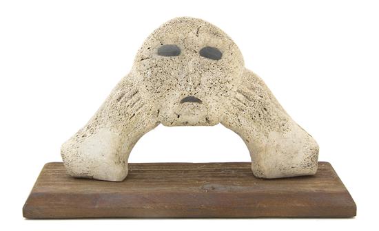 A Whale Bone and Agate Sculpture