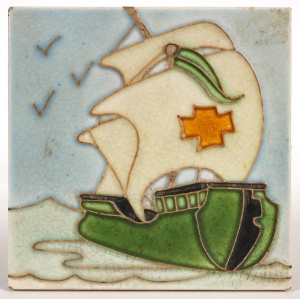 A WHEELING ART POTTERY TILESigned