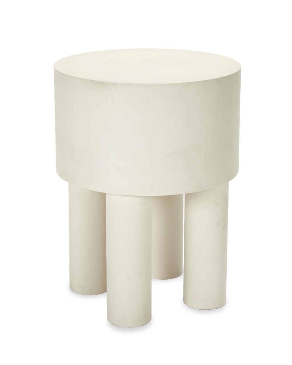 A WHITE ACRYLIC SIDE TABLEA white