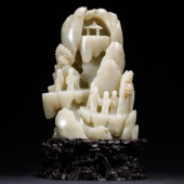 A WHITE JADE BOULDER ORNAMENTS