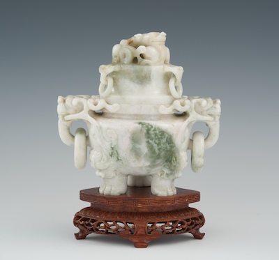 A White Jade Carved Koro with Kylin