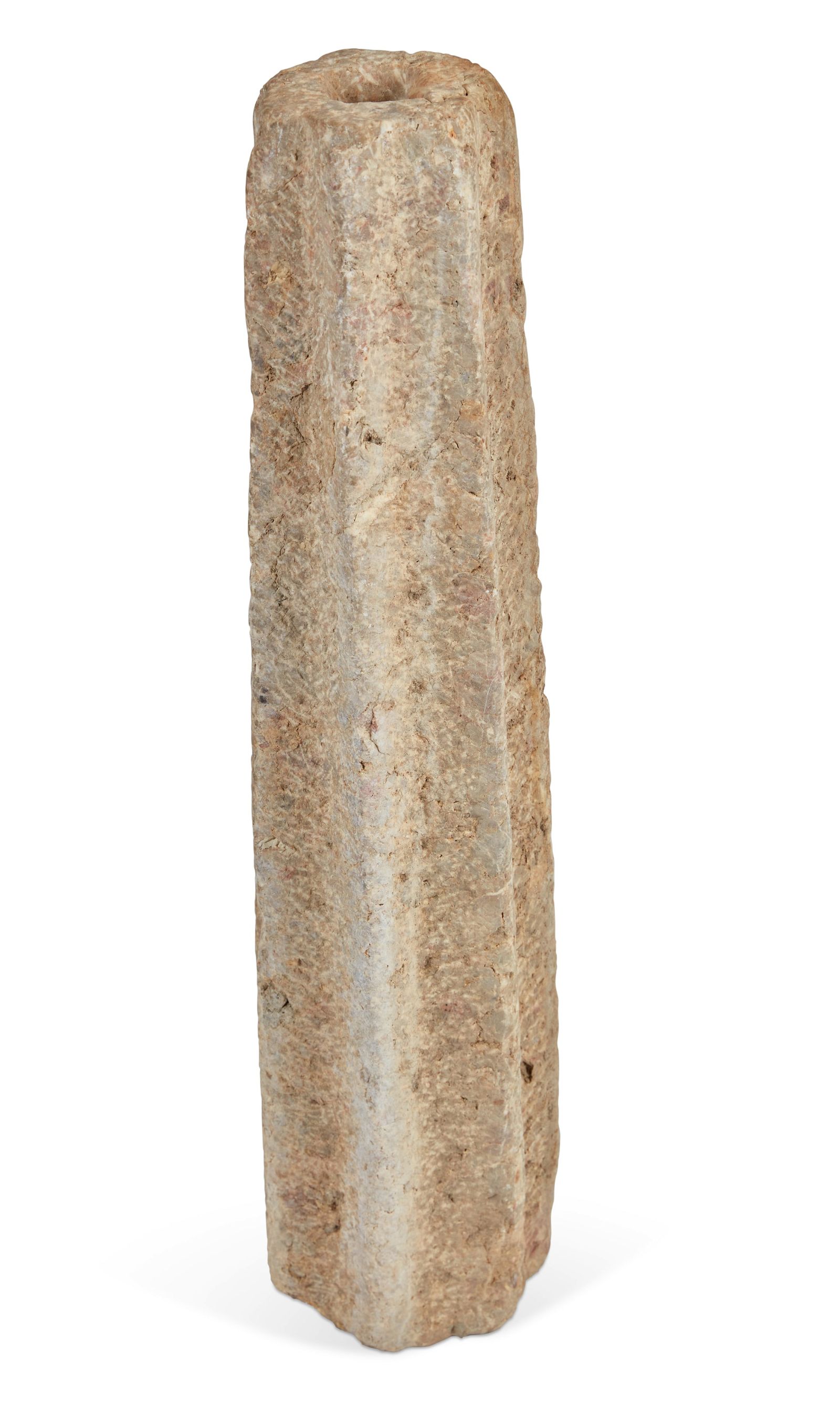 A WHITE MARBLE FLUTED COLUMN