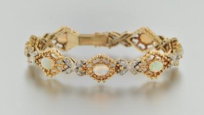 A White Opal and Diamond Bracelet