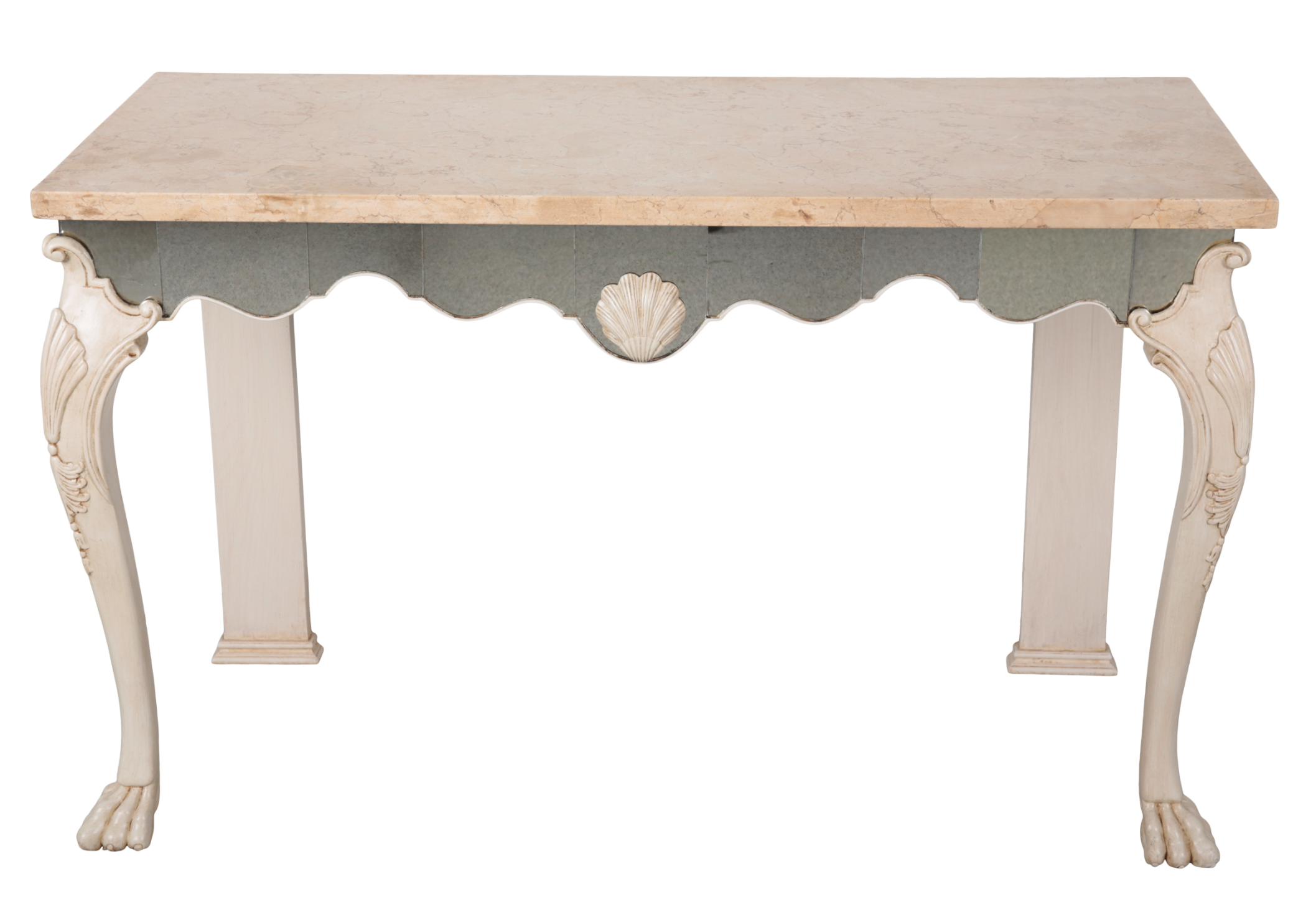 A WHITE-PAINTED AND MARBLE TOPPED