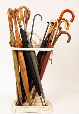 A white painted cast iron stick