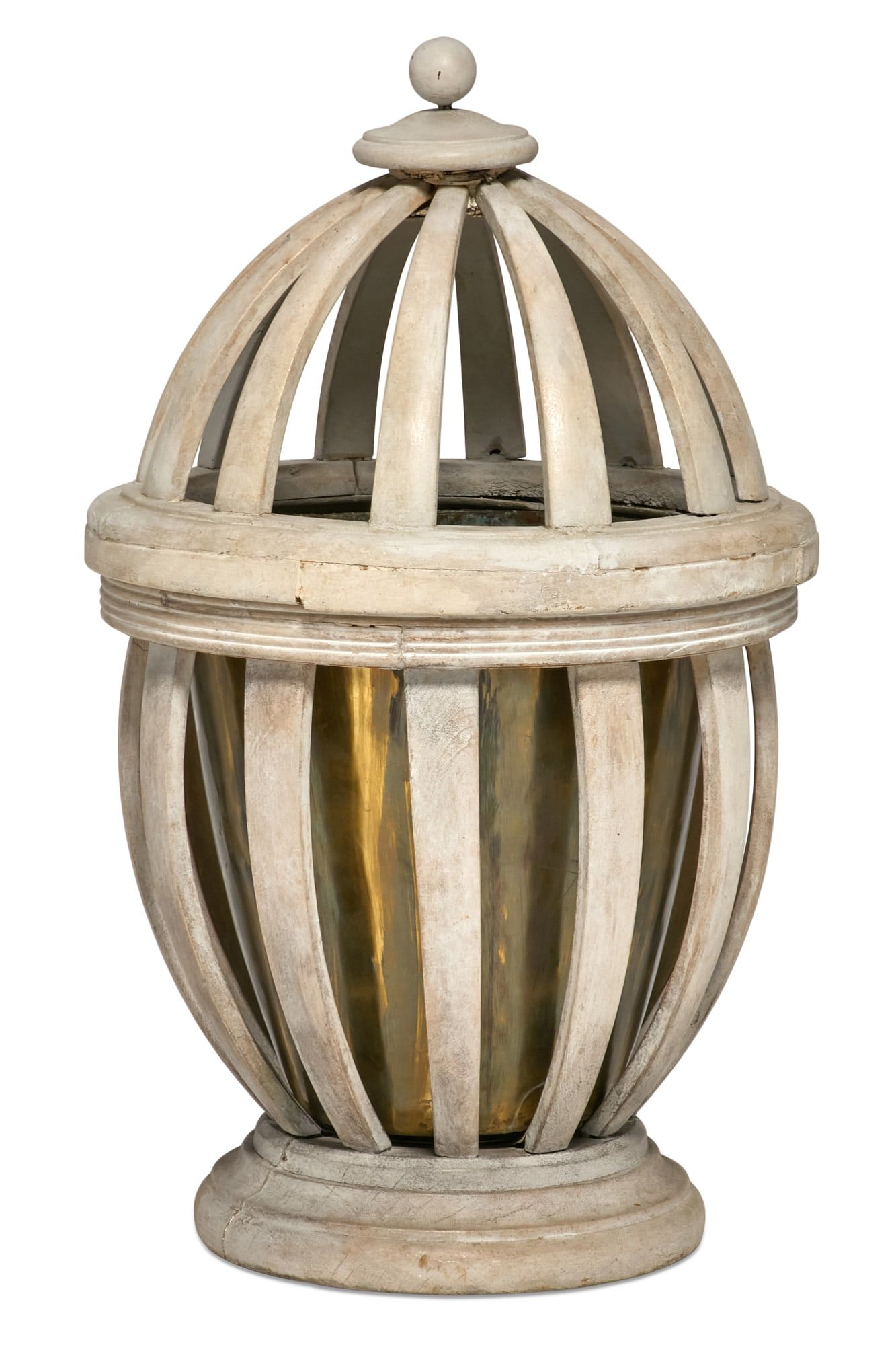 A WHITE PAINTED COVERED BASKET FORM