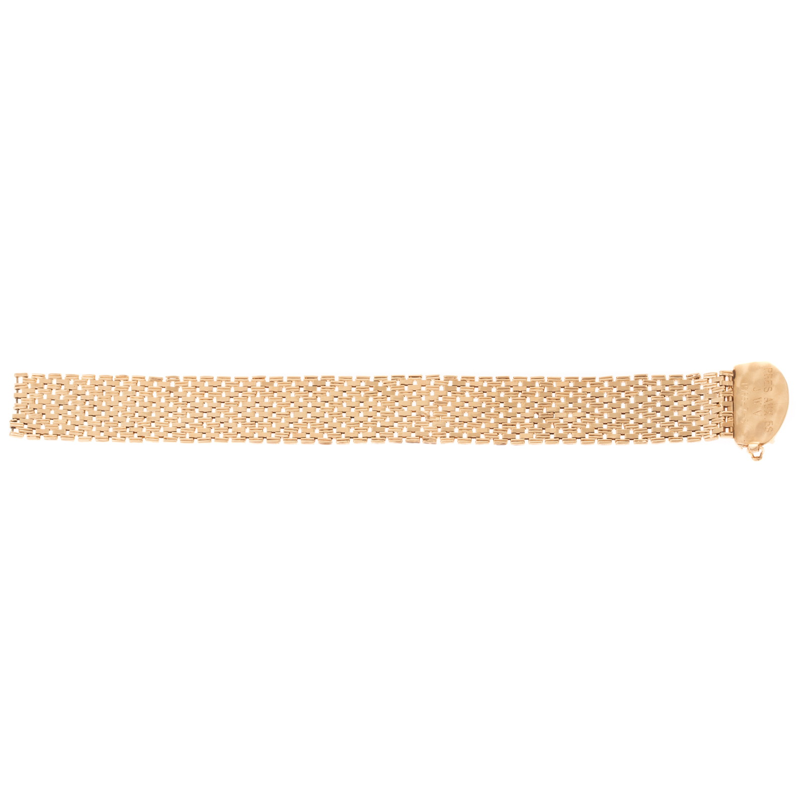 A WIDE 18K YELLOW GOLD WOVEN