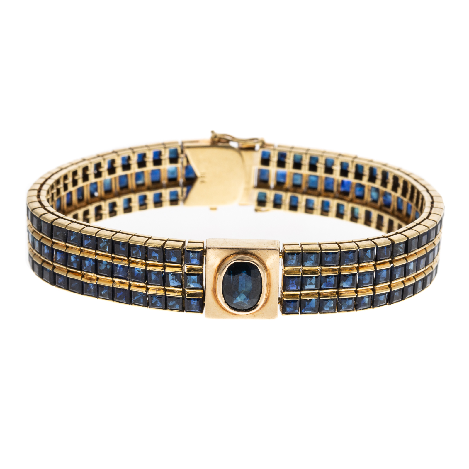 A WIDE BAR TRIPLE ROW SAPPHIRE