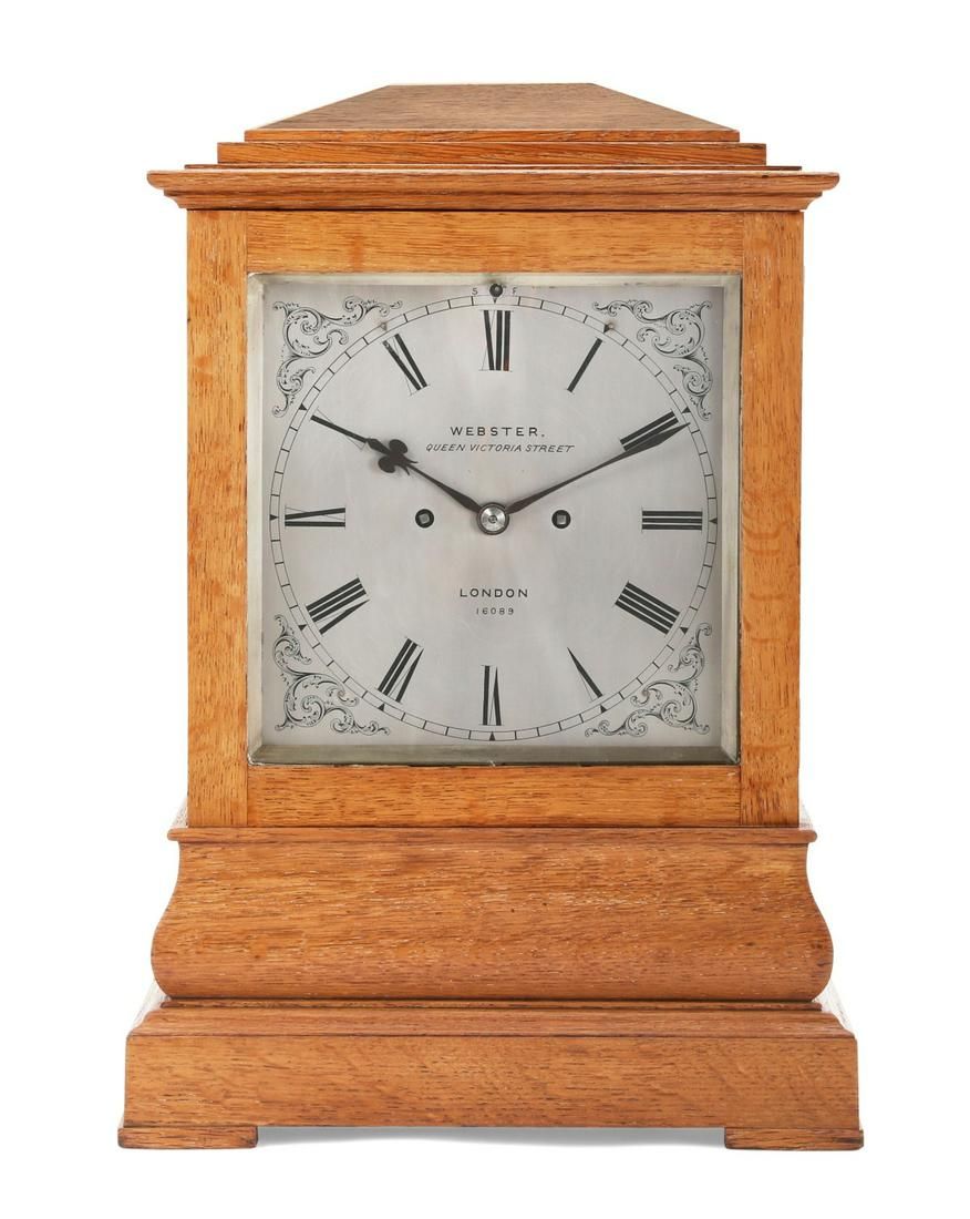 A WILLIAM IV OAK BRACKET CLOCK,