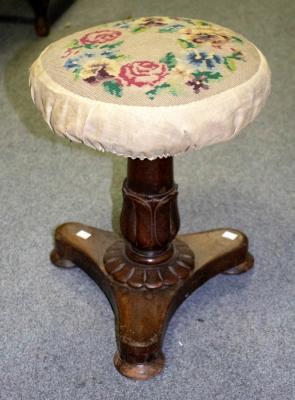 A William IV piano stool, the