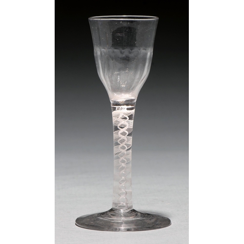 A wine glass, c1770, the fluted