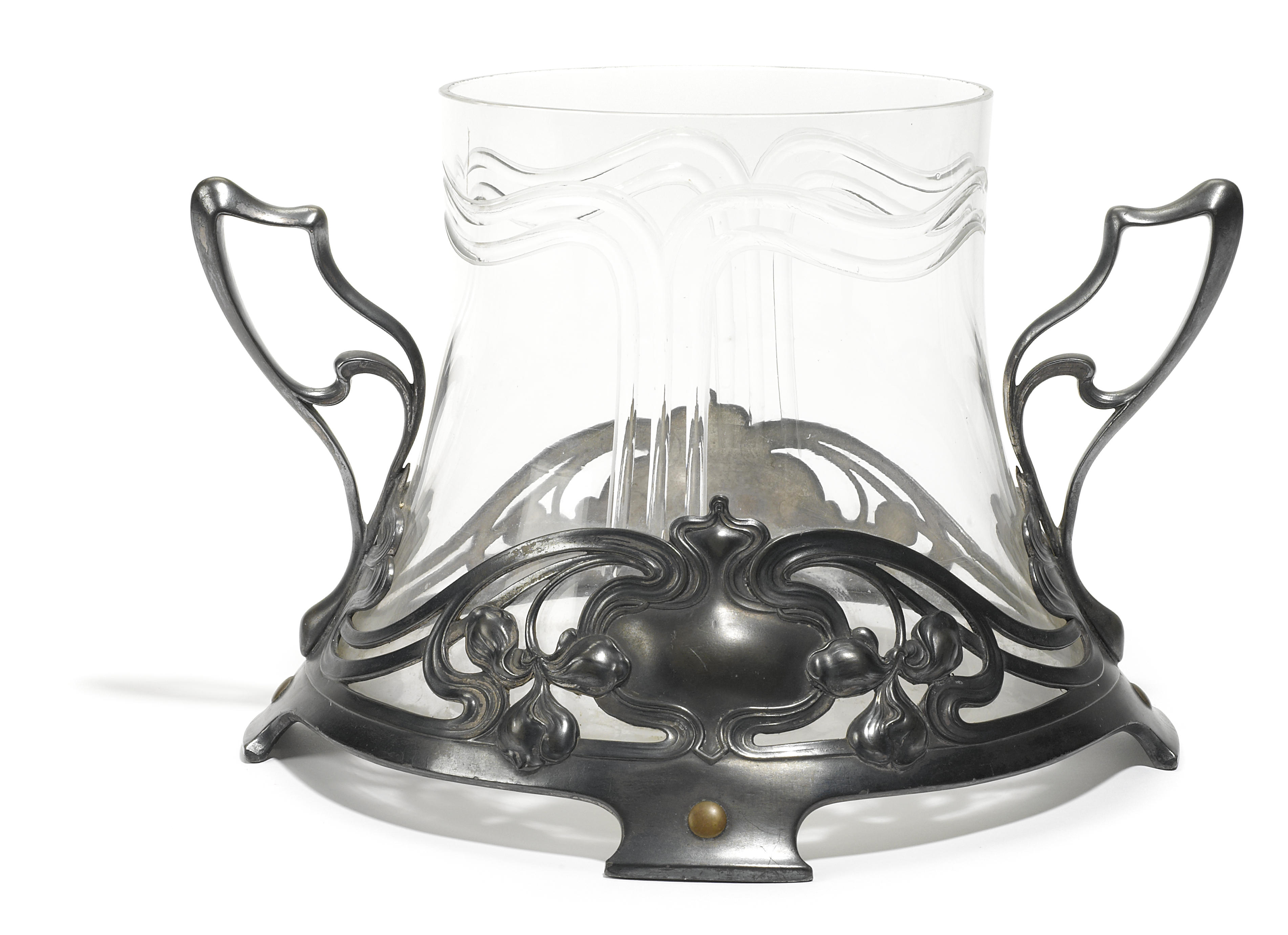 A W.M.F. two handled pewter mounted