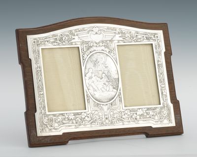 A Wood and Silver Plated Tabletop