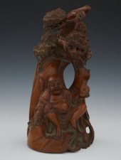 A Wood Sculpture of Hotei Chin