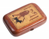A wood tobacco box with inlay