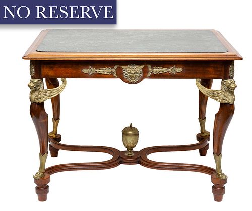 A WOODEN ENTRYWAY TABLE WITH A