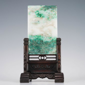 A WOODEN FRAME INLAID JADEITE