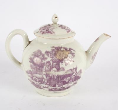 A Worcester puce printed Milking