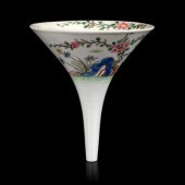 A Worcester wine funnel, circa