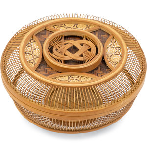 A Woven Basket and Cover having
