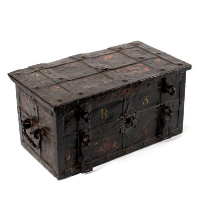 A wrought iron Armada chest,