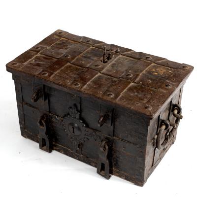 A wrought iron Armada chest,