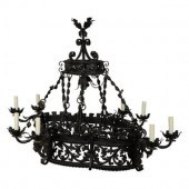 A Wrought Iron Chandelier in t