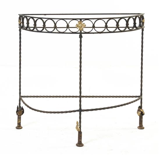 A Wrought Iron Console Table Base