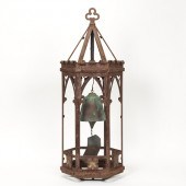 A Wrought Iron Lantern Cage wi
