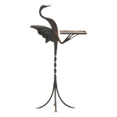A WROUGHT METAL BIRD FORM TRAY