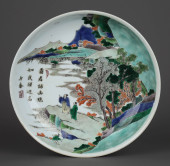 A WUCAI 'LANDSCAPE AND FIGURAL