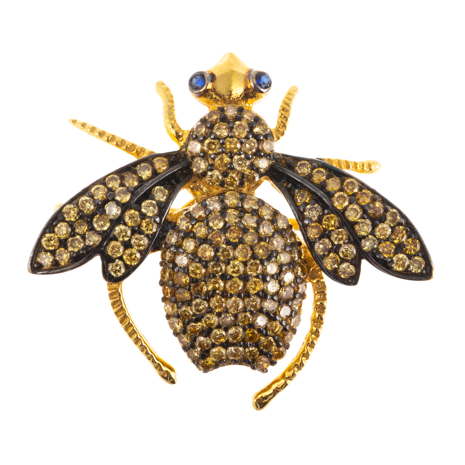 A YELLOW DIAMOND & SAPPHIRE BEE PIN