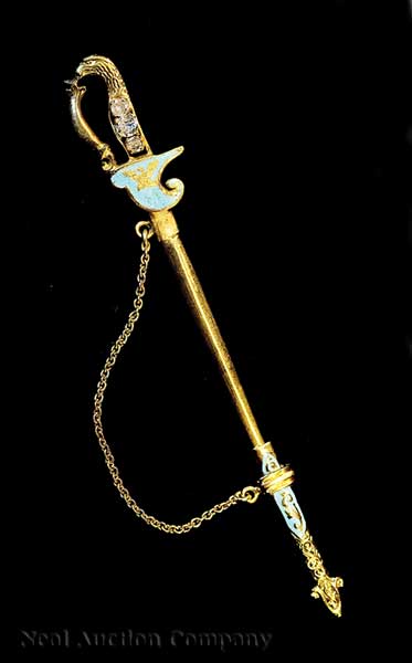 A Yellow Gold and Diamond Pin in