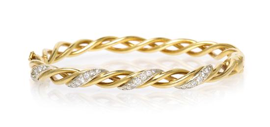 A Yellow Gold and Diamond Braided