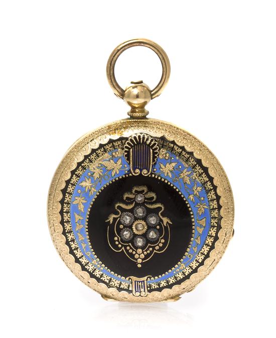 A Yellow Gold and Polychrome Enamel