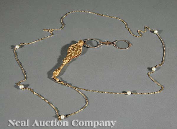 A Yellow Gold Lorgnette 19th c. set