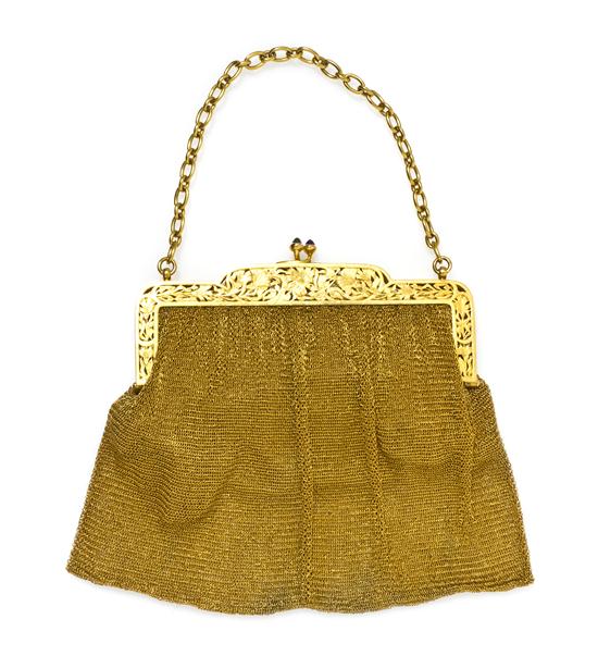 *A Yellow Gold Mesh Purse and