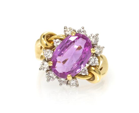 A Yellow Gold Pink Sapphire and