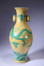 A YELLOW GROUND GREEN-GLAZED '