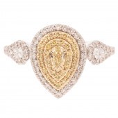 A YELLOW PEAR SHAPED DIAMOND R