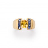 A YELLOW SAPPHIRE, SAPPHIRE AN