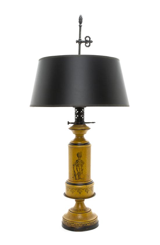 A Yellow Tole Table Lamp of