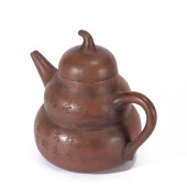 A YIXING GLAZED DOUBLE-GOURDS