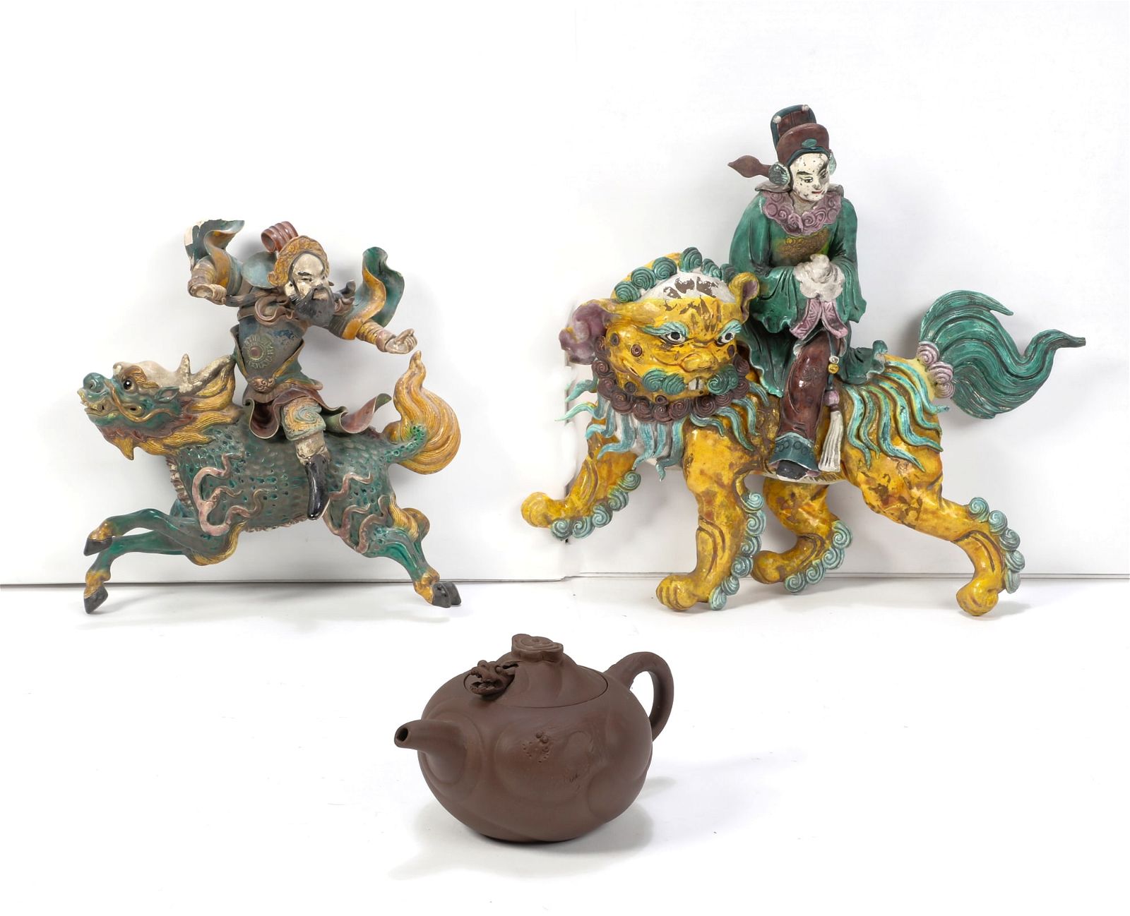 A YIXING  TEAPOT & TWO CHINESE