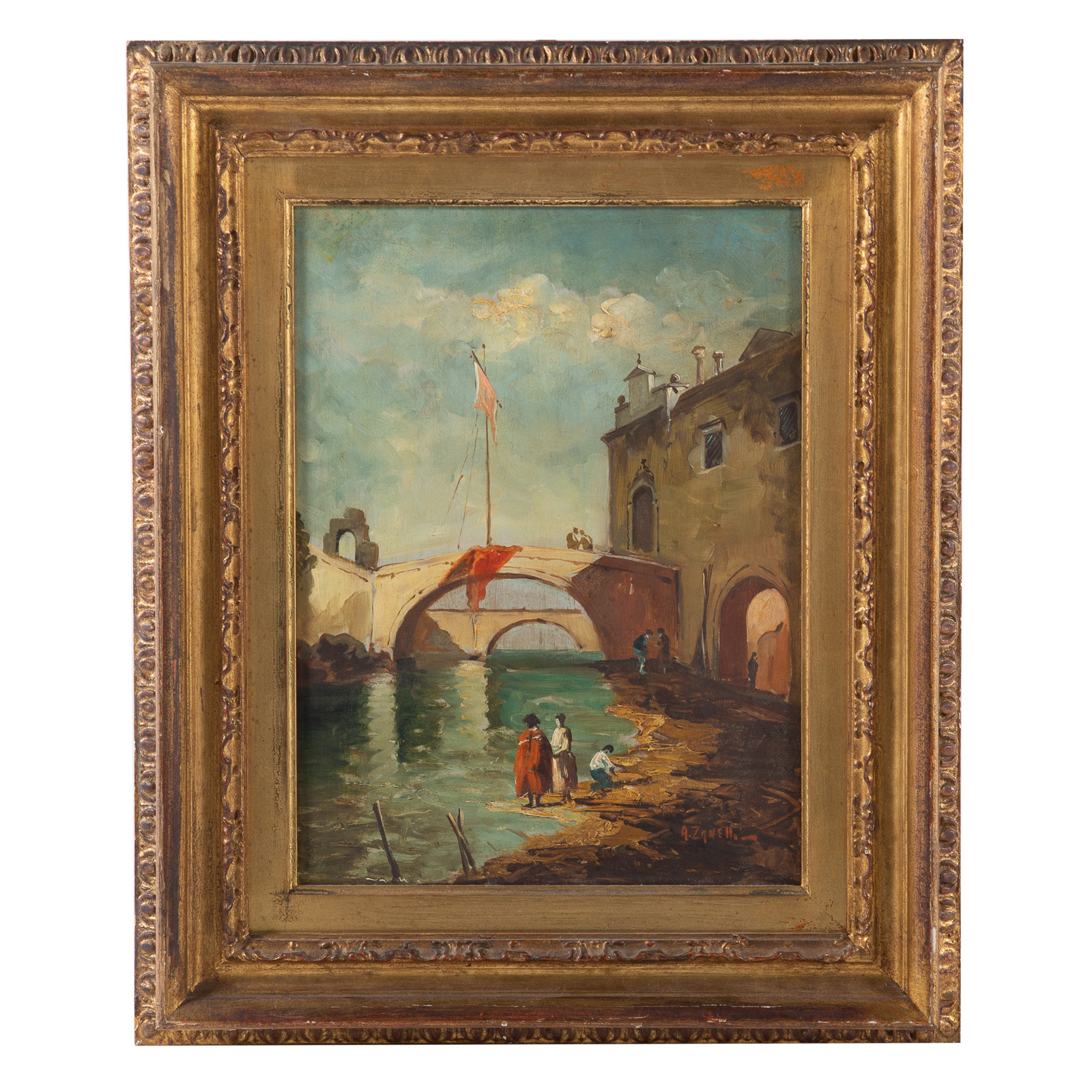 A. ZANELLI. SCENE IN VENICE, OIL