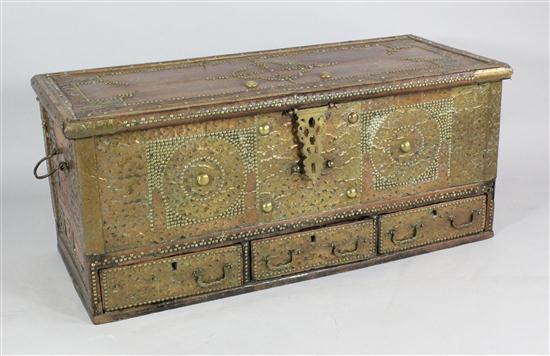 A Zanzibar brass studded teak chest