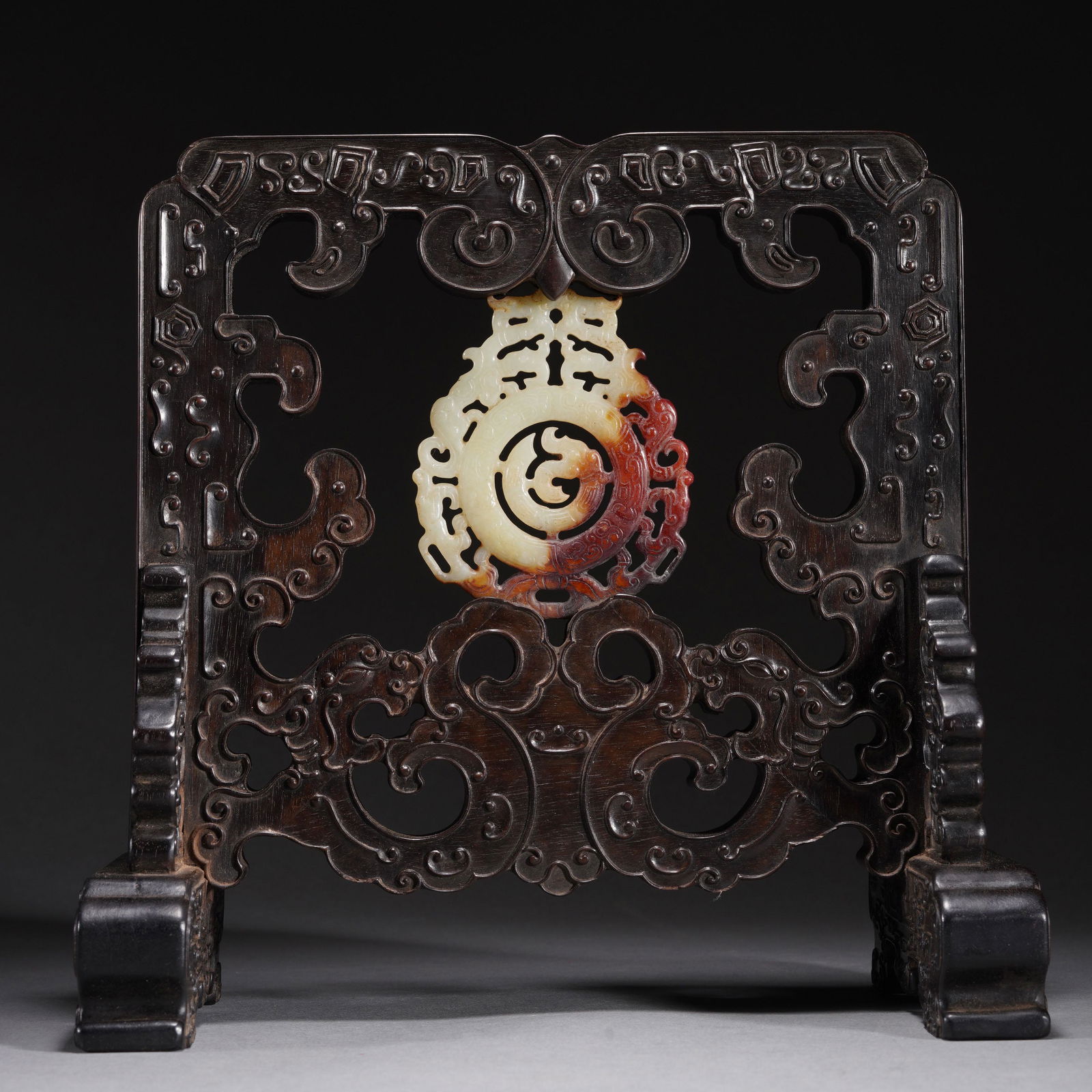 A ZITAN WOOD INLAID JADE TABLE